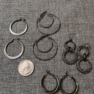 Black Hematite Hoop Earrings Set - at least 2 are Lia Sophia MAKE ME AN OFFER!